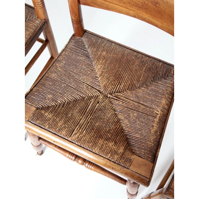 Late 19th Century Antique Rush Seat Dining Chairs Set of 6 For Sale - Image 5 of 13