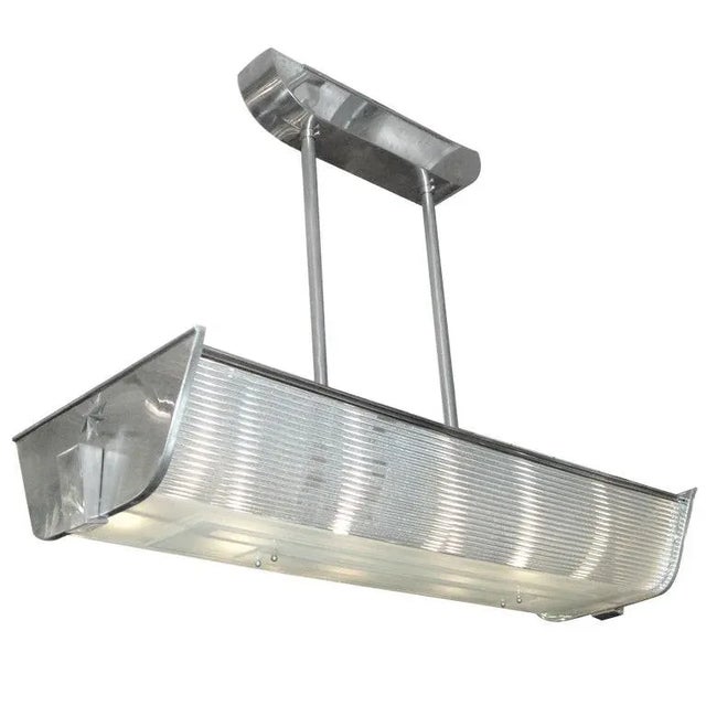 Rectangular Billiard Style Glass Rod and Nickel Chandelier, P. Fargette, 1940 For Sale - Image 11 of 11