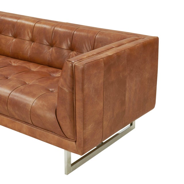 2020s New! Taylor Contemporary Tufted Arm Chair - Light Brown Leather For Sale - Image 5 of 6