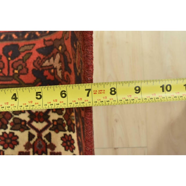 Hamedan Rug 4'3'' X 6'5'' Red Wool Vintage Tribal Hand-Knotted Oriental Carpet For Sale - Image 13 of 15