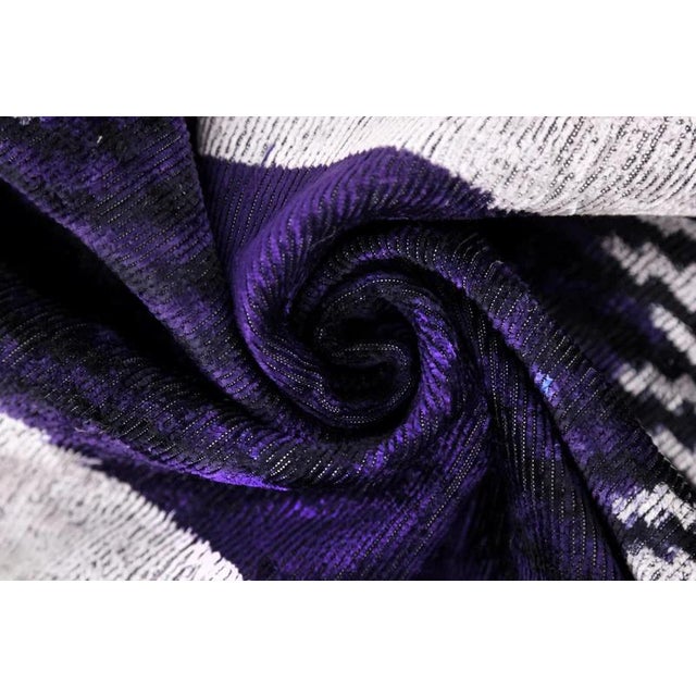 Textile Luxury Purple Silk Velvet Throw Pillow 16x24 – Handmade Modern Geometric Lumbar For Sale - Image 7 of 8