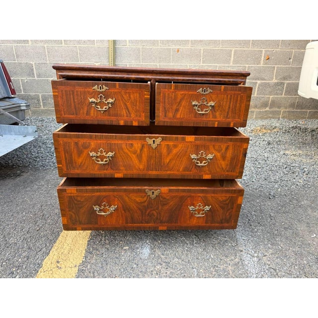 Antique Georgian Style Burr Walnut Chest of Drawers For Sale - Image 13 of 17