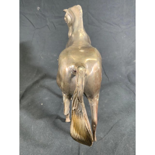 Vintage Slivered Brass Horse Sculpture For Sale - Image 4 of 7