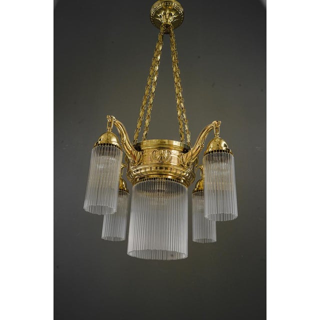 Art Deco Chandelier with Glass Sticks, Vienna, 1920s For Sale - Image 6 of 18