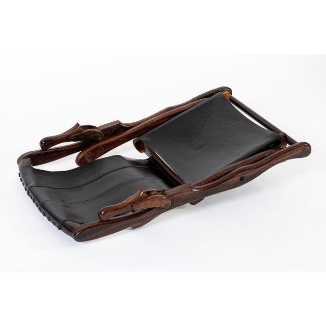 Mid Century Rosewood & Black Leather Folding Lounge Chair by Don Shoemaker For Sale - Image 9 of 14