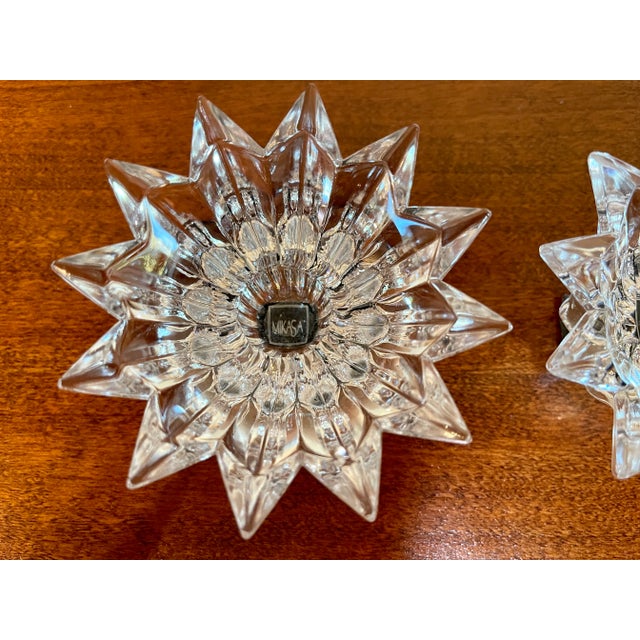 Transparent Mikasa "Bridgeton" Starburst Candle Holders a Pair For Sale - Image 8 of 10