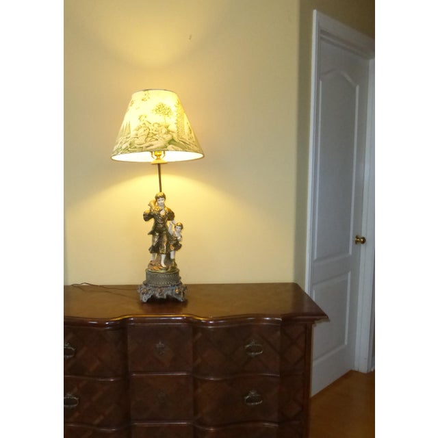 Vintage French Provincial Country Cottage Figure Table Lamp