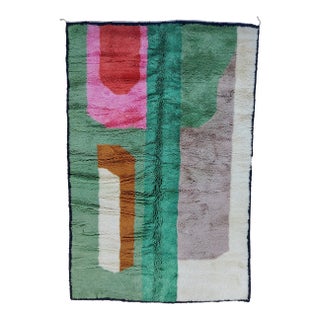 Handmade Moroccan Beni Mrirt Rug, Color Block Abstract, 10' X 6'8" For Sale