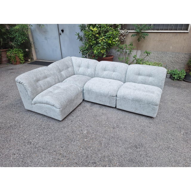 Modular Sofa in Fabric with Four Modules and Corner, 1970s, Set of 5 For Sale - Image 13 of 17