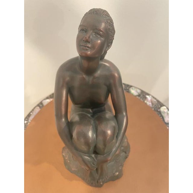 Plastic Austin Productions Art Deco Seated Woman Sculpture in Durastone For Sale - Image 7 of 14