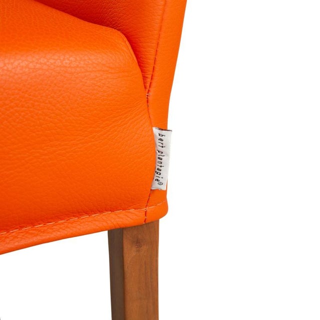 Orange Leather Chairs from Bert Plantagie, Set of 4 For Sale - Image 10 of 15