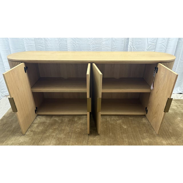 Rh Byron 4-Door Sideboard — 84” Light Oak | Reeded American White Oak | Artisan Crafted For Sale - Image 15 of 18