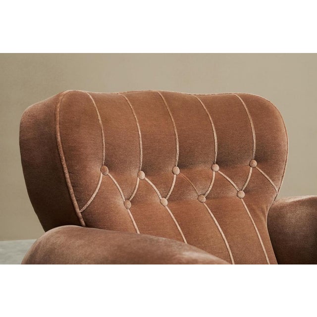 Vintage Art Deco Lounge Chair in Velvet and Oak, 1930s For Sale - Image 6 of 14