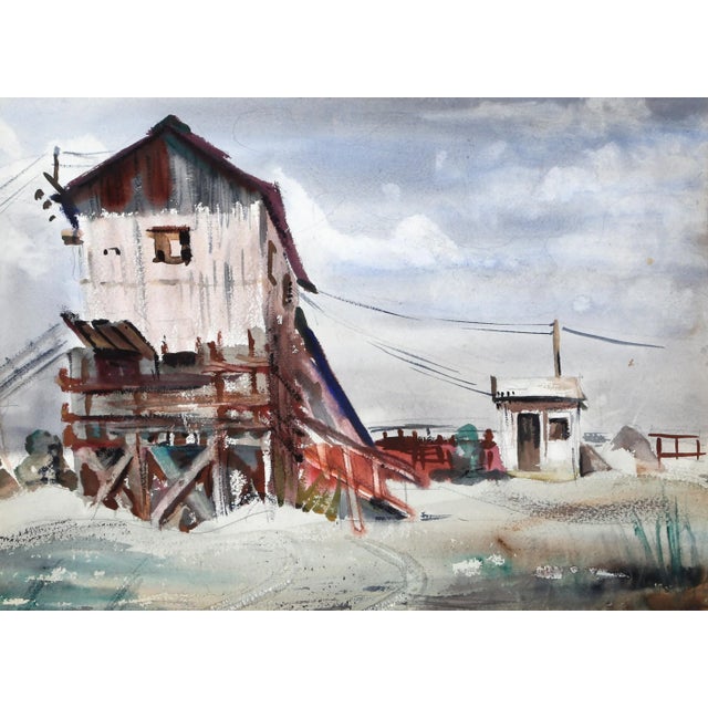 Eve Nethercott's tranquil depiction of Haverstraw, New York, is realistic yet picturesque. While the house on stilts...