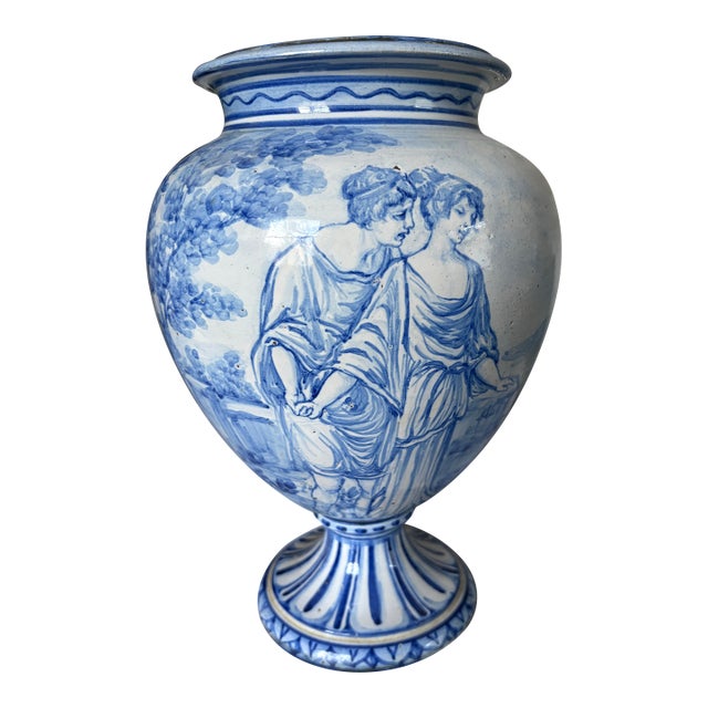 Early 20th C Savona Italy Cobalt and White Faience For Sale