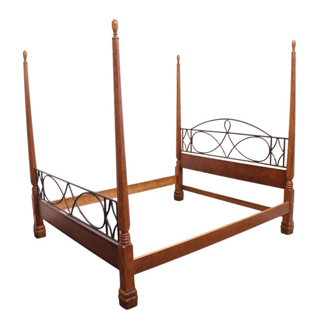 ALEXANDER JULIAN Home Colours Collection Cherry Early American Traditional King Size Four Poster Bed 88" High 80" Wide 94"...