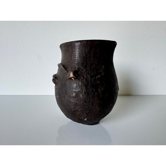 Vintage Carved Wood African Face Vase/ Sold For Sale In Miami - Image 6 of 9