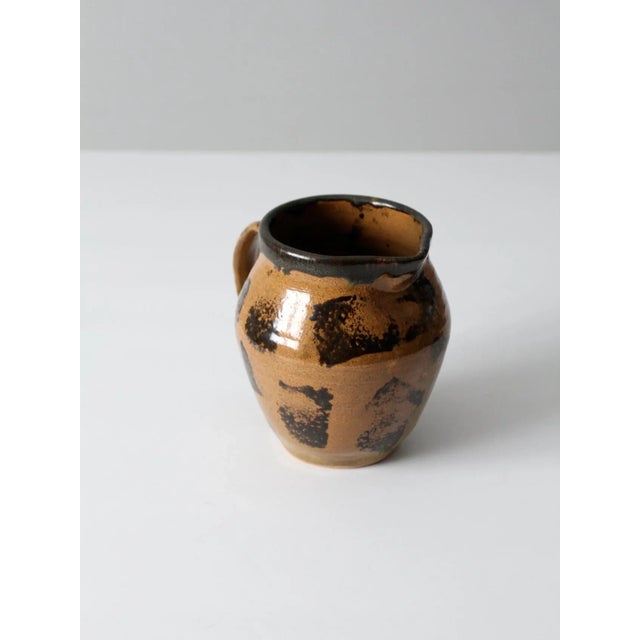 Tan Vintage Studio Pottery Pitcher Circa 1992 For Sale - Image 8 of 11