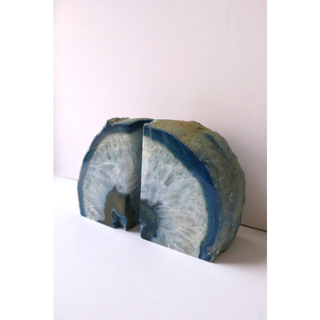 Blue Blue and White Agate Quartz Bookends, Pair For Sale - Image 8 of 10