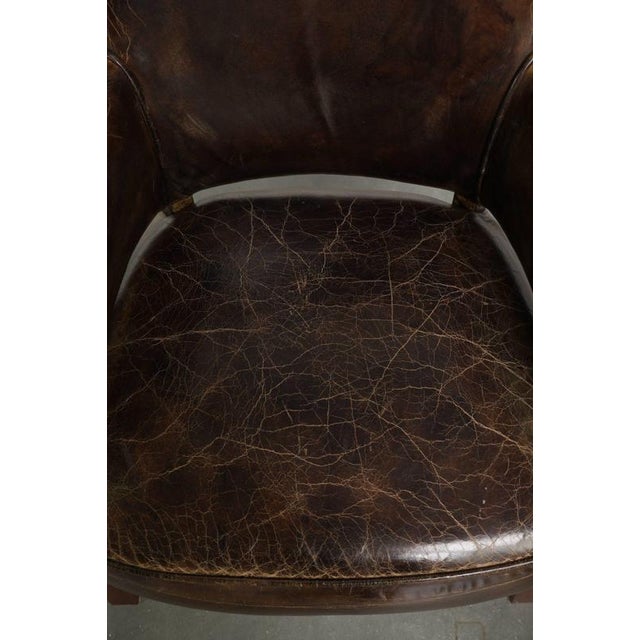Brown Grained Cowhide Dining Chairs in a Dark Color Scheme, Set of 4 For Sale - Image 8 of 15