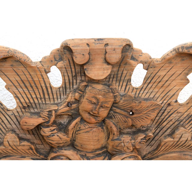 Wood Spiritual Guardians, Pair of Antique Burmese Buddha Figures For Sale - Image 7 of 9