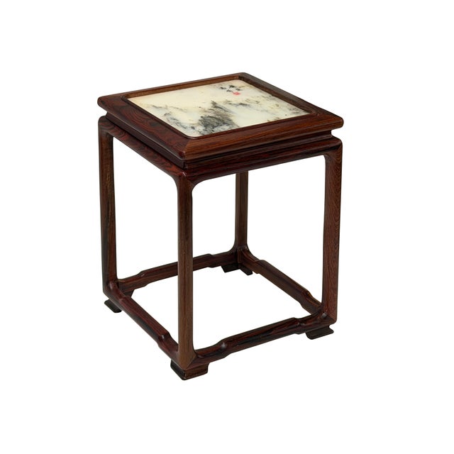 Square Dream Stone Inlaid Rosewood Slender Legs Display Stand For Sale - Image 4 of 7