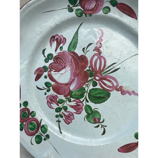 Late 19th Century Large 19th Century French Faience Roses Platter For Sale - Image 5 of 7