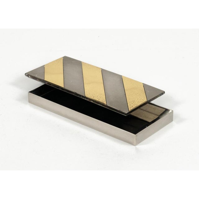 Mid-Century Modern Decorative Box in Steel and Brass and Acrylic by Noel BC, Italy, 1970s For Sale - Image 9 of 18