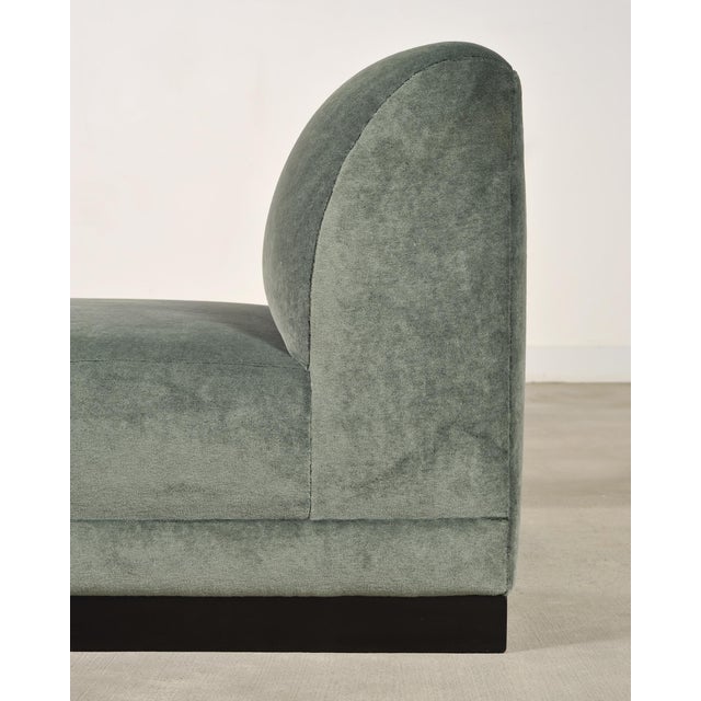 Modern Sage Green Mohair Chaise Longue Daybed on Ebonized Base For Sale - Image 11 of 18