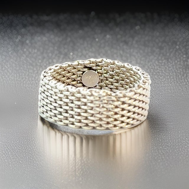 Late 20th Century Tiffany & Co Somerset Ring Size 14 Sterling Silver 10.7 Grams Estate, Size 14 For Sale - Image 10 of 10