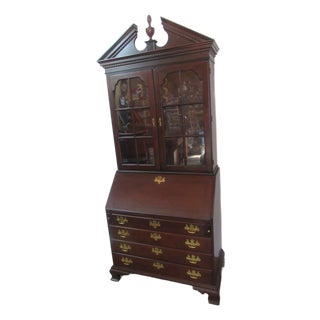 1980s Statton Old Towne Cherry Secretary Desk W. Bookcase Top For Sale