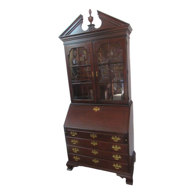 1980s Statton Old Towne Cherry Secretary Desk W. Bookcase Top For Sale