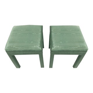 Late 20th Century Parsons Style Fabric Covered Stools - a Pair For Sale