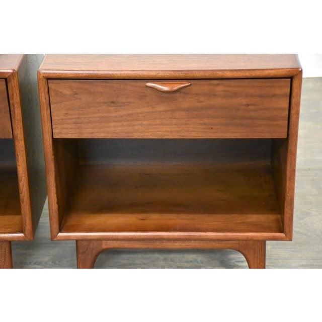 Brown 1960s Refinished Walnut Nightstands by Lane Perception - A Pair For Sale - Image 8 of 10