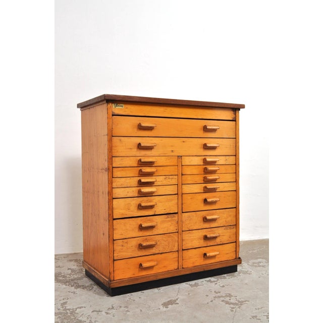 Vintage School Chest of Drawers in Beech, 1950s For Sale - Image 3 of 9