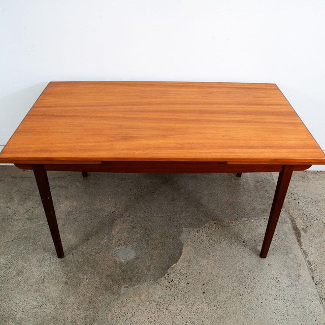 1960s Mid Century Danish Modern Dining Table Denmark Teak Wood Extension Draw Leaf Nm For Sale - Image 5 of 12
