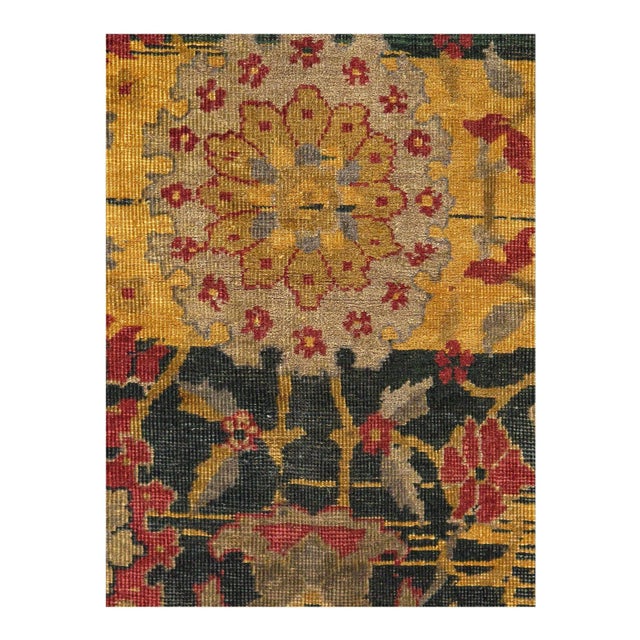 A beautiful Green color background small size antique Agra rug, Origin: India, circa 1920. Size: 6' x 11'8'' This gorgeous...