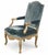 Quatrain for Dessin Fournir Louis XV Style Giltwood Fauteuil Arm Chair W Blue Silk Velvet For Sale In Los Angeles - Image 6 of 6
