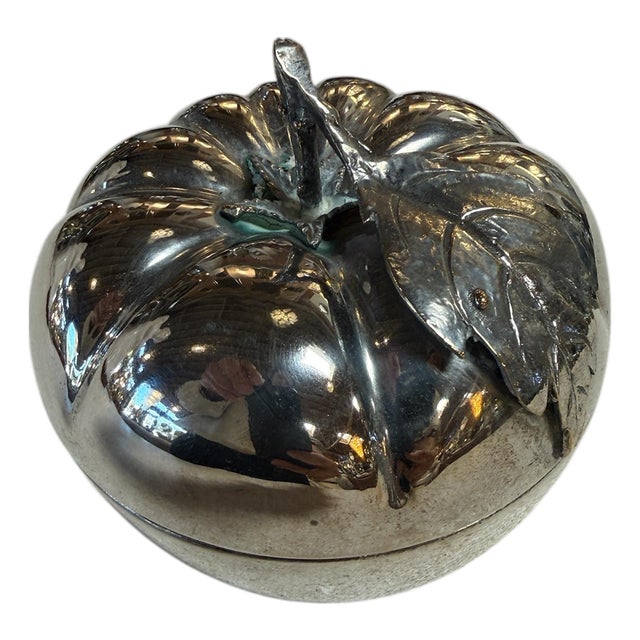 Vintage Silverplate Tomato Form Lidded Bowl For Sale