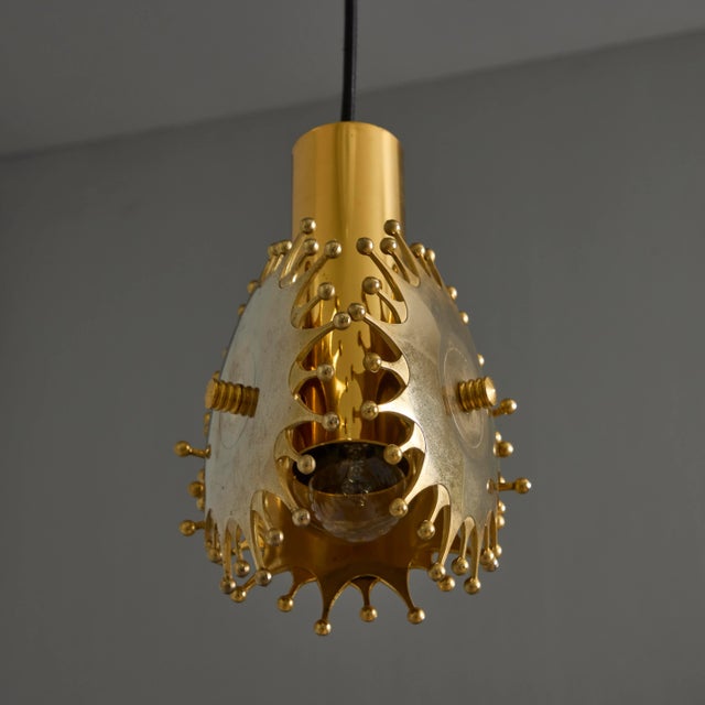 1960s Sculptural Brass Pendant Lamp by Armatur Hantverk Tibro, Sweden For Sale - Image 11 of 12
