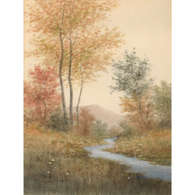 Subtly-toned autumn scene by Sydney Cooper (American, 19th-20th C.). This is piece is composed of subdued fall tones -...