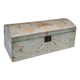 American Folk Art Blue Painted Storage Chest Circa 1820 For Sale