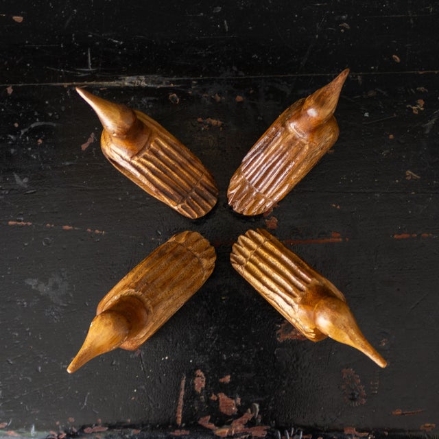 1970s Hand Carved Wooden Bird or Duck Napkin Rings - Set of 4 For Sale - Image 6 of 11