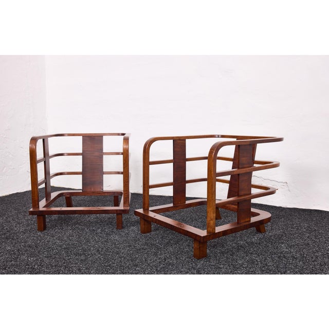 Art Deco Black Walnut Armchairs by Lajos Kozma for Budapest Werkstatten, 1930s, Set of 2 For Sale - Image 6 of 18