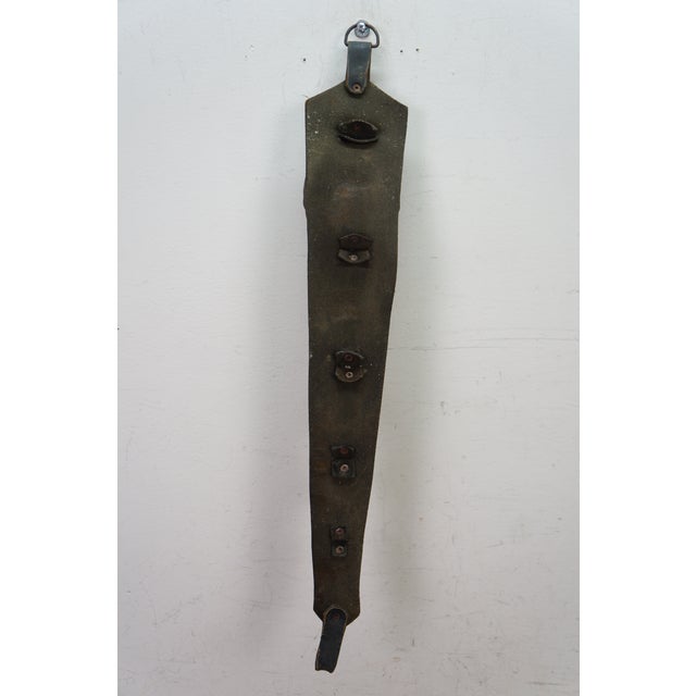 Antique Swiss Forged Iron Graduated Cow Sleigh Bells on Leather Strap 23" For Sale - Image 10 of 13