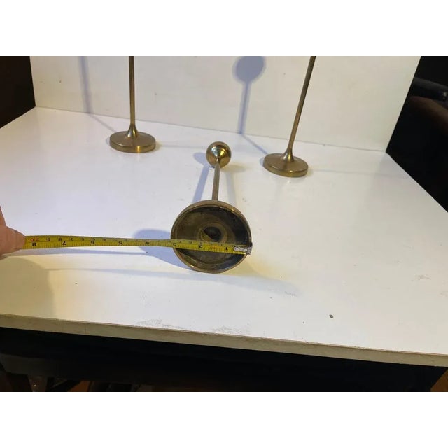 Gold Scandinavian Modern Tulip Candlesticks in Brass, 1960s, Set of 3 For Sale - Image 8 of 9