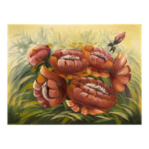 Red Poppies, Vintage Botanical Garden Floral Still-Life by M Tokira