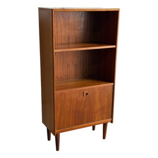Vintage Danish Teak Bookcase Cabinet Secretary Display Shelf Mid Century Modern 1960s For Sale
