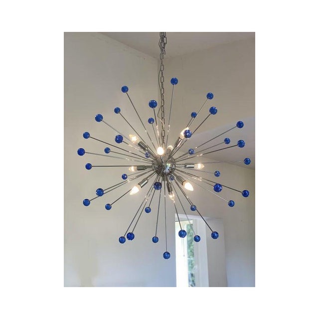 Early 21st Century Blue Star Murano Glass Sputnik Chandelier by SimoEng For Sale - Image 5 of 14