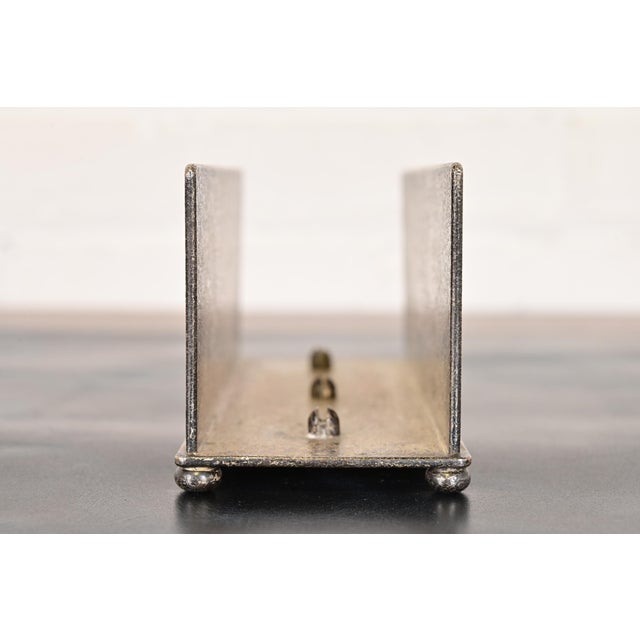 Metal Tiffany Studios New York Silvered Bronze and Abalone Letter Rack For Sale - Image 7 of 11